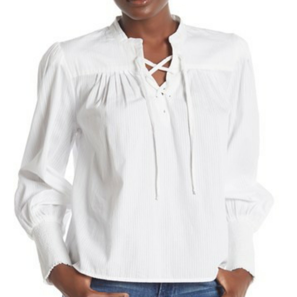 Frame Lace-Up Longsleeve Blouse